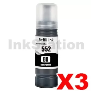 3 x Compatible for Epson T552 EcoTank Black Ink Bottle C13T06V192