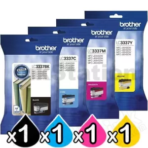 4 Pack Genuine Brother LC-3337 High Yield Ink Cartridge Combo [1BK, 1C, 1M, 1Y]
