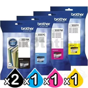 5 Pack Genuine Brother LC-3337 High Yield Ink Cartridge Combo [2BK, 1C, 1M, 1Y]