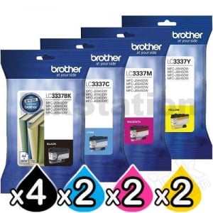10 Pack Genuine Brother LC-3337 High Yield Ink Cartridge Combo [4BK, 2C, 2M, 2Y]