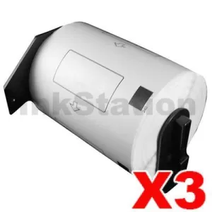 3 x Compatible Brother DK-11240 Black Text on White 102mm x 51mm Die-Cut Paper Label Roll - 600 labels per roll