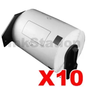 10 x Compatible Brother DK-11240 Black Text on White 102mm x 51mm Die-Cut Paper Label Roll - 600 labels per roll