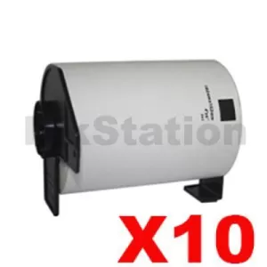 10 x Compatible Brother DK-11241 Black Text on White 102mm x 152mm Die-Cut Paper Label Roll - 200 labels per roll