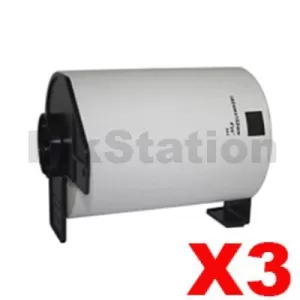 3 x Compatible Brother DK-11241 Black Text on White 102mm x 152mm Die-Cut Paper Label Roll - 200 labels per roll