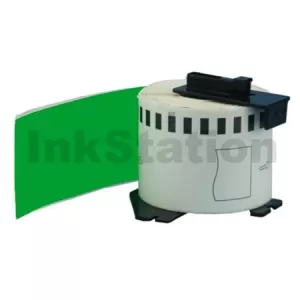 Compatible Brother DK-22205 Black Text on Green Continuous Paper Label Roll 62mm x 30.48m