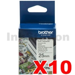 10 x Genuine Brother CZ-1004 Full Colour Continuous Paper Label Roll Cassette 25mm x 5m