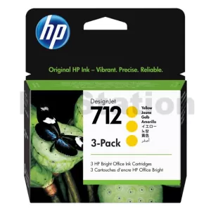HP 712 Genuine [Tri Pack] Yellow Inkjet Cartridge 3ED79A 29ml each