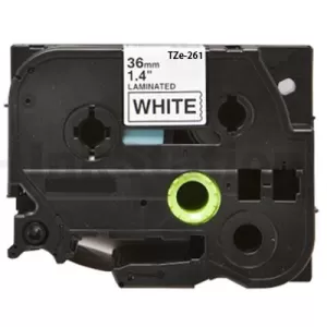 Compatible Brother TZe-261 36mm Black Text on White Laminated Tape - 8 meters