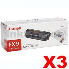 3 x Canon FX-9 Black Genuine Toner Cartridge - 2,000 pages