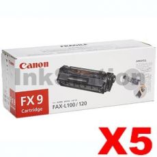 5 x Canon FX-9 Black Genuine Toner Cartridge - 2,000 pages