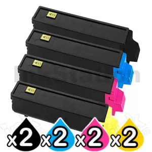 2 sets of 4 Pack Non-Genuine TK-554 Toner Cartridges For Kyocera FS-C5200DN [2BK,2C,2M,2Y]