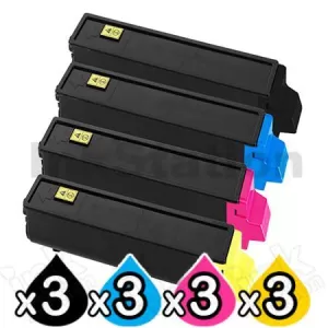 3 sets of 4 Pack Non-Genuine TK-554 Toner Cartridges For Kyocera FS-C5200DN [3BK,3C,3M,3Y]