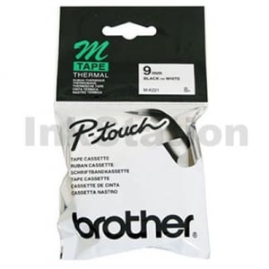 Genuine Brother M-K221 9mm Black Text on White Tape - 8 meters