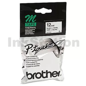 Genuine Brother M-K231 12mm Black Text on White Tape - 8 meters