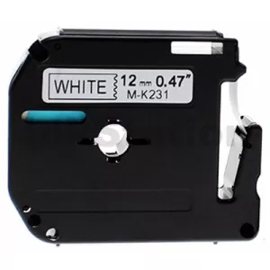 Compatible Brother M-K231 12mm Black Text on White Tape - 8 meters