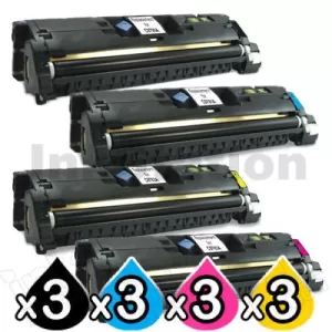 3 sets of 4 Pack HP C9700A-C9703A (121A) Compatible Toner Cartridges [3BK,3C,3M,3Y]