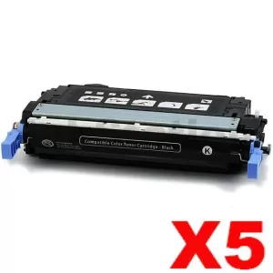 5 x HP CB400A (642A) Compatible Black Toner Cartridge - 7,500 Pages