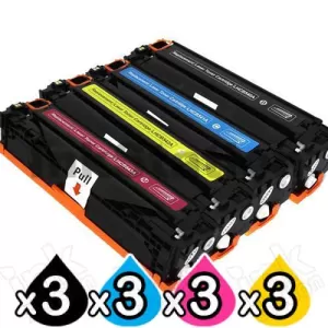 3 sets of 4 Pack HP CB540A-CB543A (125A) Compatible Toner Cartridges [3BK,3C,3M,3Y]