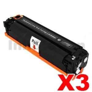 3 x HP CB540A (125A) Compatible Black Toner Cartridge - 2,200 Pages