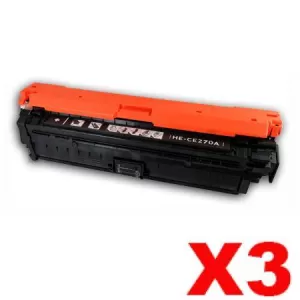 3 x HP CE270A (650A) Compatible Black Toner Cartridge  - 13,500 Pages