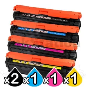 5 Pack HP CE270A-CE273A (650A) Compatible Toner Cartridges [2BK,1C,1M,1Y]