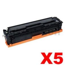 5 x HP CE410X (305X) Compatible Black Toner Cartridge - 4,000 Pages