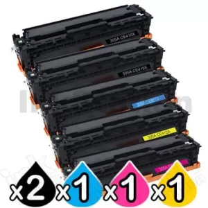 5 Pack HP CE410X-CE413A (305X/305A) Compatible Toner Cartridges [2BK,1C,1M,1Y]