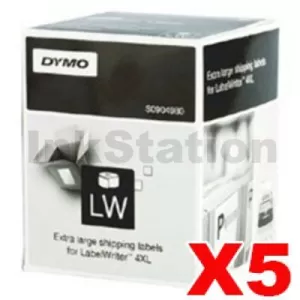 5 x Dymo SD0904980 Genuine White Label Roll 104mm x 159mm - 220 labels per roll