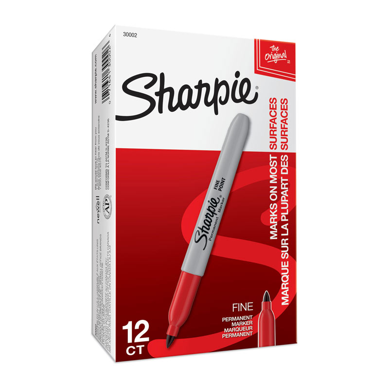 12 x Sharpie Permanent Marker 1.0MM Fine Point - Red - InkStation