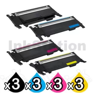 3 sets of 4-Pack Compatible Samsung CLP-320N, CLP-325, CLX-3180, CLX-3185 Toner Set(CLT-P407C) [3BK,3C,3M,3Y]