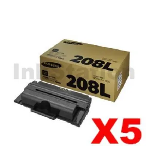5 x Genuine Samsung SCX-5635FN / SCX-5835FN (MLT-D208L 208L) Black High Yield Toner SU989A - 10,000 pages