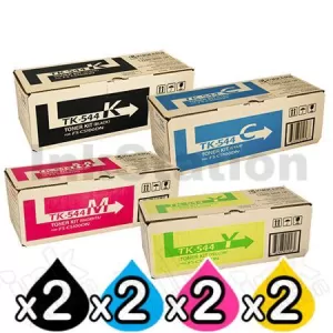 2 sets of 4 Pack Genuine Kyocera TK-544 Toner Cartridges FS-C5100DN [2BK,2C,2M,2Y]