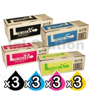 3 sets of 4 Pack Genuine Kyocera TK-544 Toner Cartridges FS-C5100DN [3BK,3C,3M,3Y]