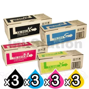 3 sets of 4 Pack Genuine Kyocera TK-544 Toner Cartridges FS-C5100DN [3BK,3C,3M,3Y]