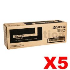 5 x Genuine Kyocera TK-134 Black Toner Cartridge FS-1028MFP, FS-1128MFP, FS-1300D, FS-1300DN, FS-1300DTN, FS-1350DN - 7,200 pages