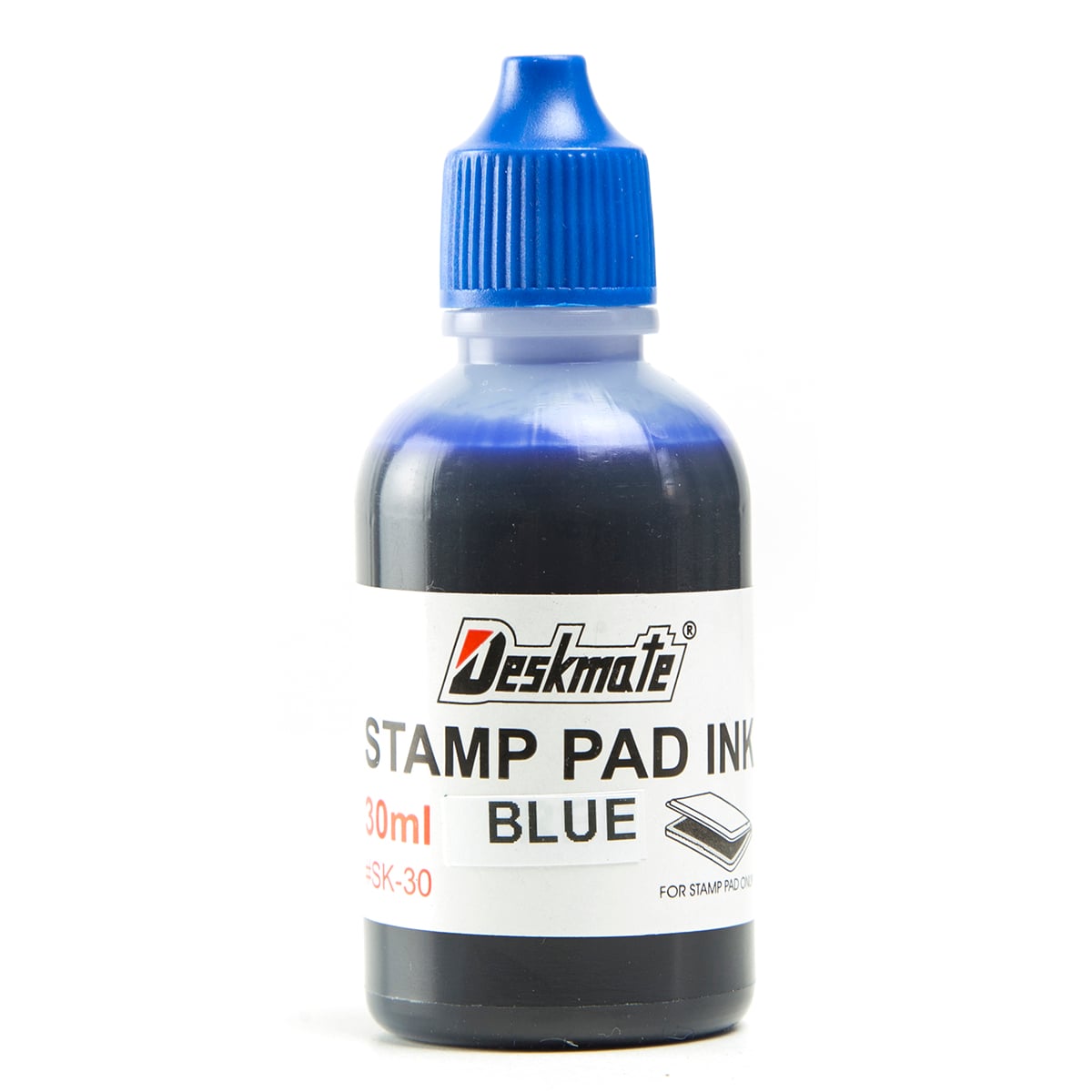 Deskmate Stamp Pad Refill Ink 30mL Blue 40014 InkStation