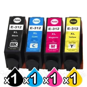 4 Pack Compatible for Epson 312XL High Yield Inkjet Cartridge Combo [1BK,1C,1M,1Y]