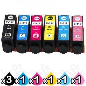 8 Pack Compatible for Epson 312XL High Yield Inkjet Cartridge Combo [3BK,1C,1M,1Y,1LC,1LM]