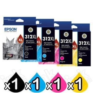 4 Pack Epson 312XL Genuine High Yield Inkjet Cartridge Combo [1BK,1C,1M,1Y]