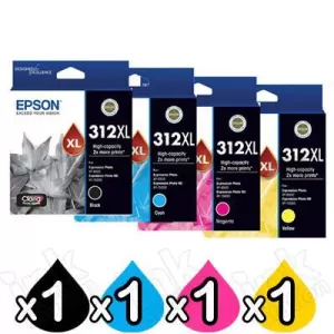 4 Pack Epson 312XL Genuine High Yield Inkjet Cartridge Combo [1BK,1C,1M,1Y]