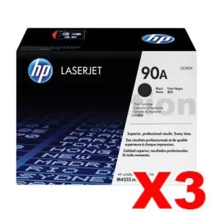 3 x HP CE390A (90A) Genuine Black Toner Cartridge - 10,000 Pages