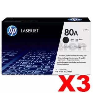 3 x HP CF280A (80A) Genuine Black Toner Cartridge - 2,700 Pages