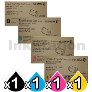 4 Pack Genuine Fuji Xerox ApeosPort-VII C4421 / C3321, DocuPrint CP475 AP High Yield Toner Cartridges [CT203346-CT203349]