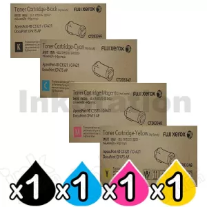 4 Pack Genuine Fuji Xerox ApeosPort-VII C4421 / C3321, DocuPrint CP475 AP High Yield Toner Cartridges [CT203346-CT203349]