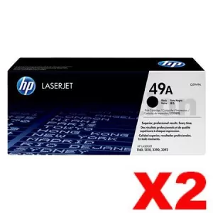 2 x HP Q5949A (49A) Genuine Black Toner Cartridge - 2,500 Pages