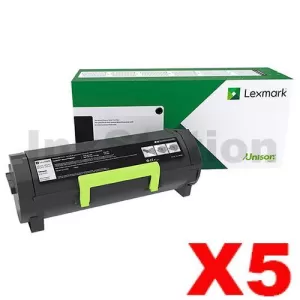 5 x Lexmark B346X00 Genuine B3442 / MB3442 Extra High Yield Return Program Toner Cartridge - 6,000 pages