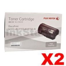 2 x Genuine Fuji Xerox DocuPrint M355df, P355d Black High Yield Toner - 10,000 pages (CT201938)