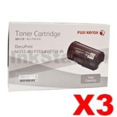 3 x Genuine Fuji Xerox DocuPrint M355df, P355d Black High Yield Toner - 10,000 pages (CT201938)