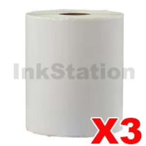 3 Rolls Compatible Brother RD-S02C1 Black Text on White Die Cut Label Roll 102mm x 152mm - 270 labels per roll