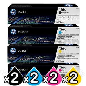 2 sets of 4 Pack HP CE310A-CE313A (126A) Genuine Toner Cartridges [2BK,2C,2M,2Y]